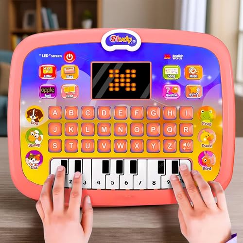 Graphene Learning Education Computer Piano Laptop Toy with Led Screen & Music Computer Tablet for Kids 5 Year Toddlers Baby Laptop Fun Activity Gift Toys 2-6 Years Boy Girl Multicolor