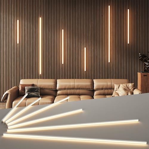 LED Recessed Lighting Kit for Wall Panels - GloryAir 6pcs Adhesive Wall Strip Lights for Interior...