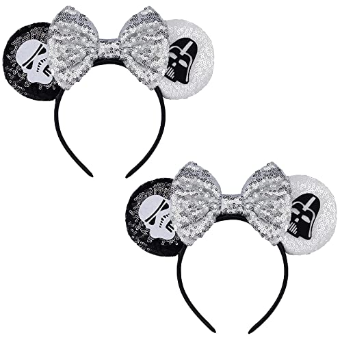 Image of FANYITY Mouse Costume Ears,2 Pcs Mouse Ears Headbands for Girls & Women Party,Size Free (Skull 2)