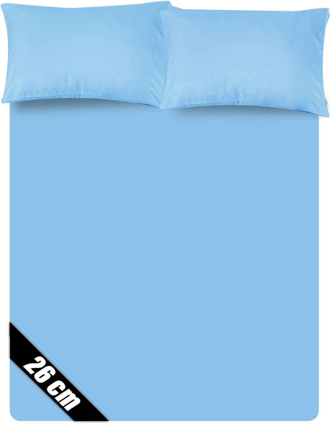 Sunshine Comforts Microfiber 4FT Fitted Sheets Breathable, Anti Wrinkle 26cm Deep Pocket Sky Blue Bedding & Linen 122 X 190 CM Small Double Fitted Sheet 3/4 Bed Sheets Fitted