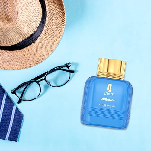 Image of JIDEN Luxury Ocean-X Masculine Fragrance, Perfume For Men, 100ml with Seawater,Mint,Lemon Top Notes | Fresh Aqua Long-Lasting & Powerful Fragrance Spray, Eau De Parfum - Gift for Men