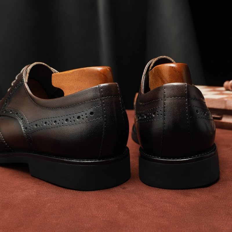 Men's Oxfords Business Dress Shoes Men's Classic Modern Formal Business Lace Up Dress Shoes Casual Oxford Shoes Trendy Plaid Upper Tuxedo Shoes Non Slip Casual Business Work Formal Shoes(Black,7)4