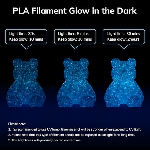 Image of AMOLEN 3D PLA Printer Filament, 1.75mm Glow in The Dark Shiny Firefly Blue PLA Filament for 3D Printing, Best with UV Lamps, 1kg Spool (2.2lbs), Dimensional Accuracy + /- 0.02 mm, Fit Most 3D Printers