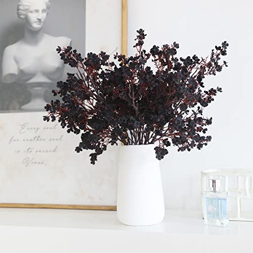 Hananona 10 Pcs Babys Breath Artificial Flowers Real Touch Fabric Cloth Fake Black Flowers Silk Plants For Home Decor Indoor Floral Arrangement Table Centerpieces Festival Party Decor (Black, 10) #TOP6