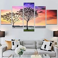 SIGNWIN 5 Panel Canvas Wall Art Modern Art Country Dramatic Global Landscape Multicolor Photography for Home Decorations Ready to Hang - 60