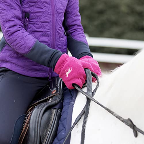 HORZE Kids' Fleece Winter Horse Riding Gloves with Pony Design4
