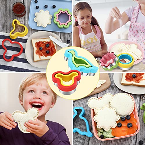 Muyiyamei Sandwich Cutter And Sealer Set,4 Pcs Bread Sandwich Decruster Pancake Maker Diy Cookie Cutters For Kids Bento Box,Flower Dinos Circle Shapes Mold. #TOP3