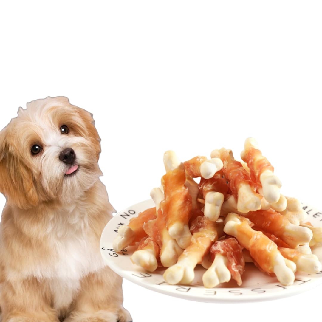 Chewy Chicken Dog Treats Rawhide Free Real Chicken Calcium Bone, Teeth Clean Breath Fresh Dog Training Treats