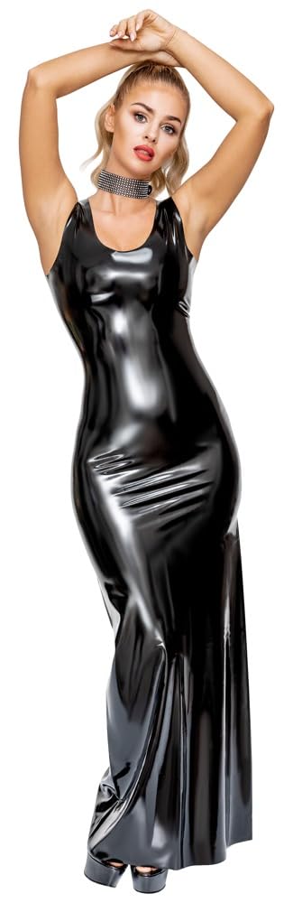 Late X Robe en latex Robes sexy en cuir, latex ou vernies Noir L