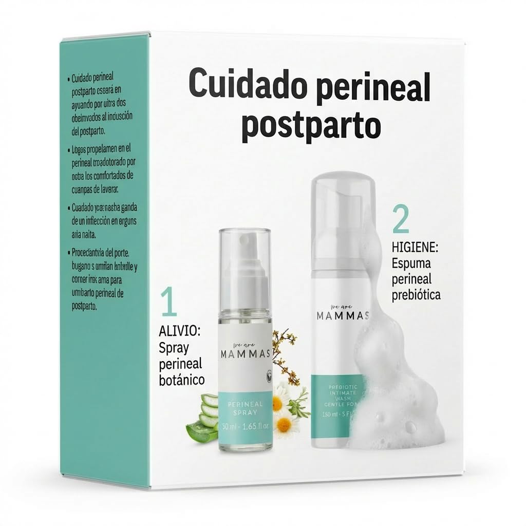 Pack Cuidado Perineal Postparto: Espuma Prebiotica y Spray Botanico Intimo Mujer Higiene Recuperacion Intima Limpieza Suave Alivio Calma Aloe Vera Hamamelis Acido Lactico pH Balanceado Flora Sin Jabon