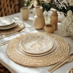 Round Woven Placemats Set of 6,12 Inch Water Hyacinth Rattan Boho Rustic Farmhouse Decor Wicker Straw Bamboo Placemats for Kitchen Table Indoor Outdoor Round Woven Placemats Set of 612 Inch Water Hyacinth Rattan Boho Rustic Farmhouse Decor Wicker Straw Bamboo Placemats for Kitchen Table Indoor Outdoor