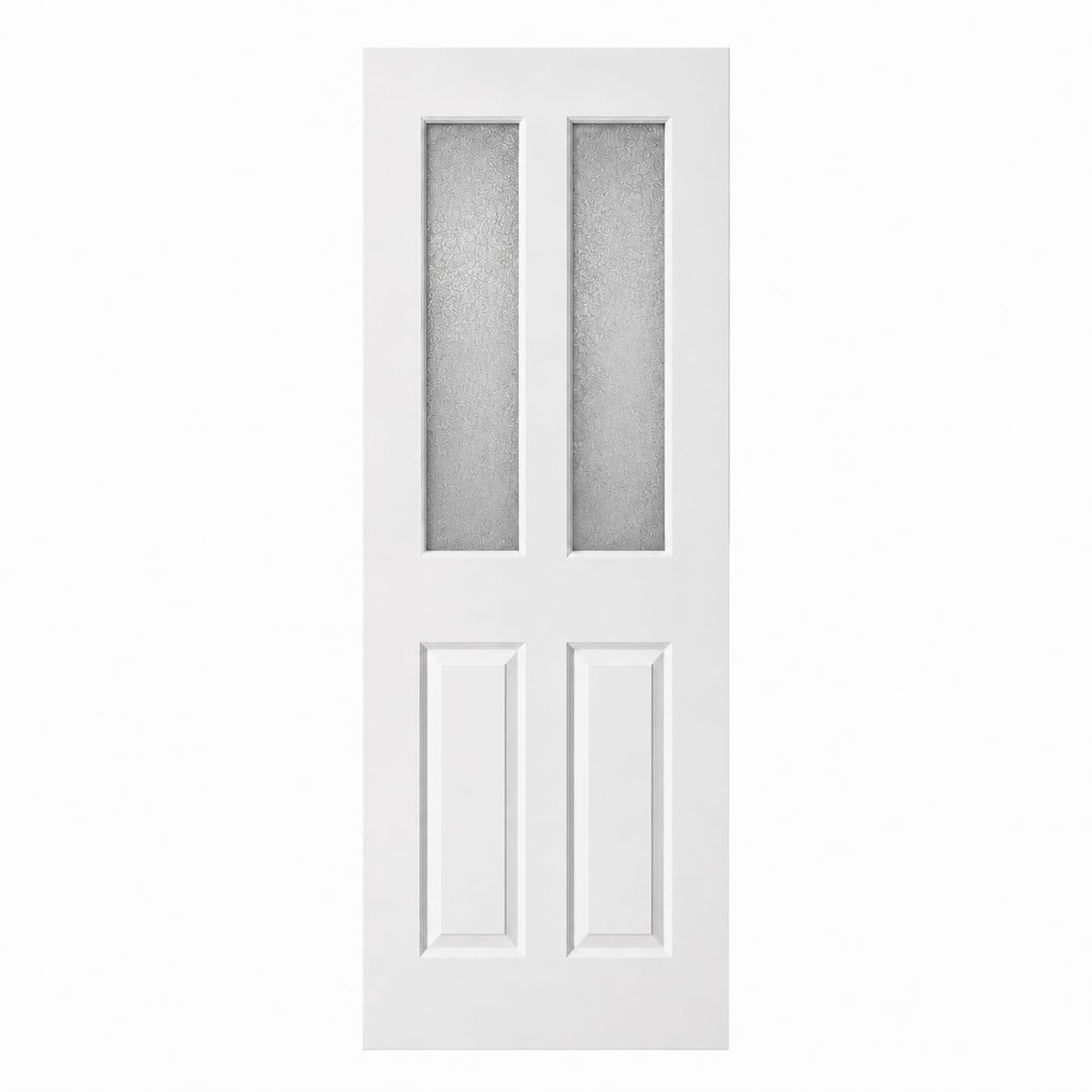 Premdor Internal Door, Frosted Glass, White Primed Smooth 2 Panel 2 Frosted Light, Hollow Core Construction, Primed White, Ready for Final Painting, 762 x 1981mm (30"x78") with 35mm Thickness