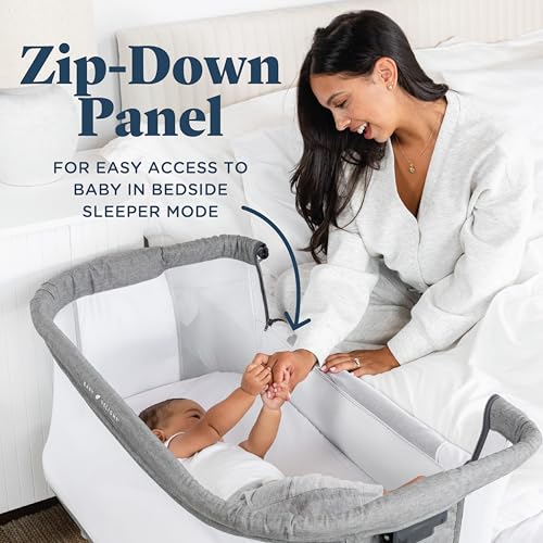 Image of Baby Delight Beside Me Dreamer Bassinet | Bedside Sleeper | 7-Position Height Adjustment | Charcoal Tweed