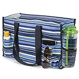 All Purpose Utility Tote Bag (Blue & Green Striped)