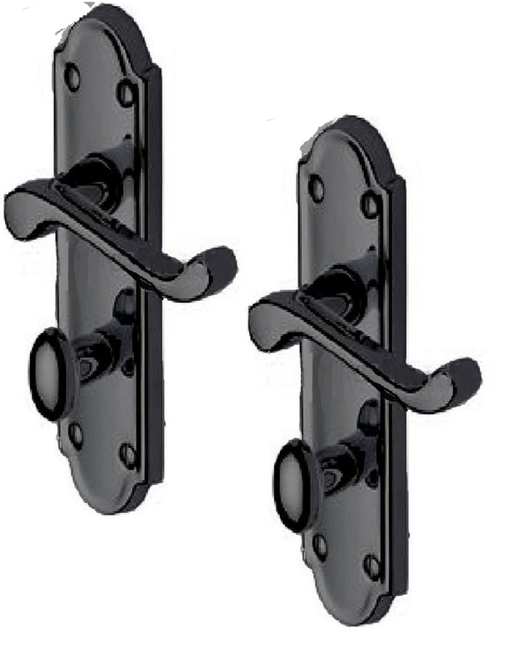 Haven Heritage Black Nickel Door Handle - Victorian Ashford Bathroom Interior Latch Lock, Black Door Handles (Bathroom)