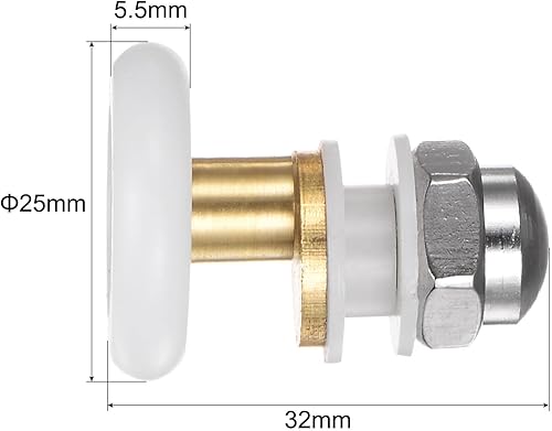 Miniatura 2 de uxcell Rueda de corredor para puerta de ducha, 0.984 in de diámetro, pieza de repuesto para puerta corrediza de vidrio de baño, (1 juego de 4