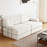 Wumagin 6 in 1 Schlafsofa 200x160cm,Klappbare Matratze mit festem Rahmen, bequemer ausklappbarer Futon, 4-Sitzer Gästesofa modularer Loveseat ohne Federkern für Wohnzimmer