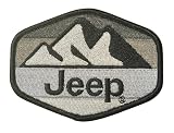 Jeep Greyscale Mountain Range Hex Embroidered Patch | 4' x 3' Heat Seal Patch for Clothes, Backpacks, Hats, Jackets, and Jeans