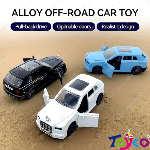 Image of toyco Alloy Metal SUV Toy Car for Kids | Pull Back Unbreakable Small Toy Cars | Openable Doors, Smooth & Shiny Edges |1:36 Scale | Gift Toys for Boys and Girls Age 3+ | (rols Royce culina)