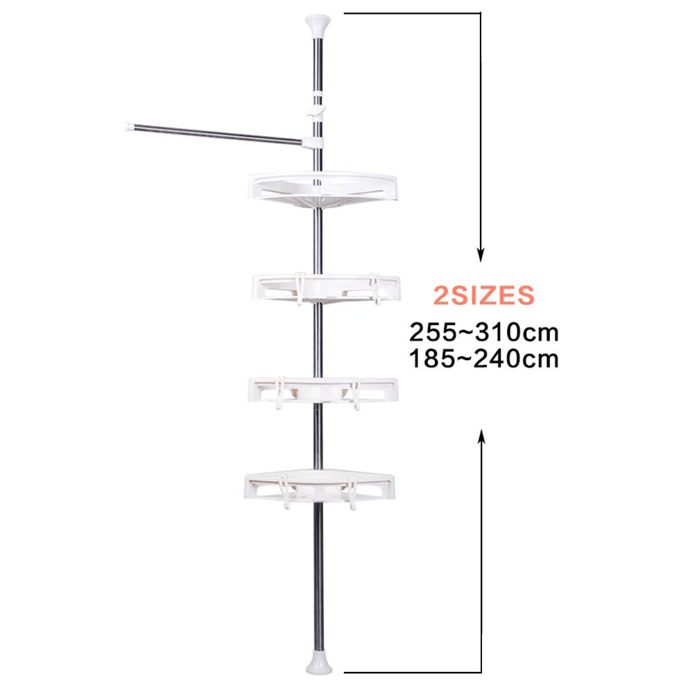 Hershii Estante organizador de ducha esquinero para baño con 4 cestas grandes y barra de toallas, color marfil