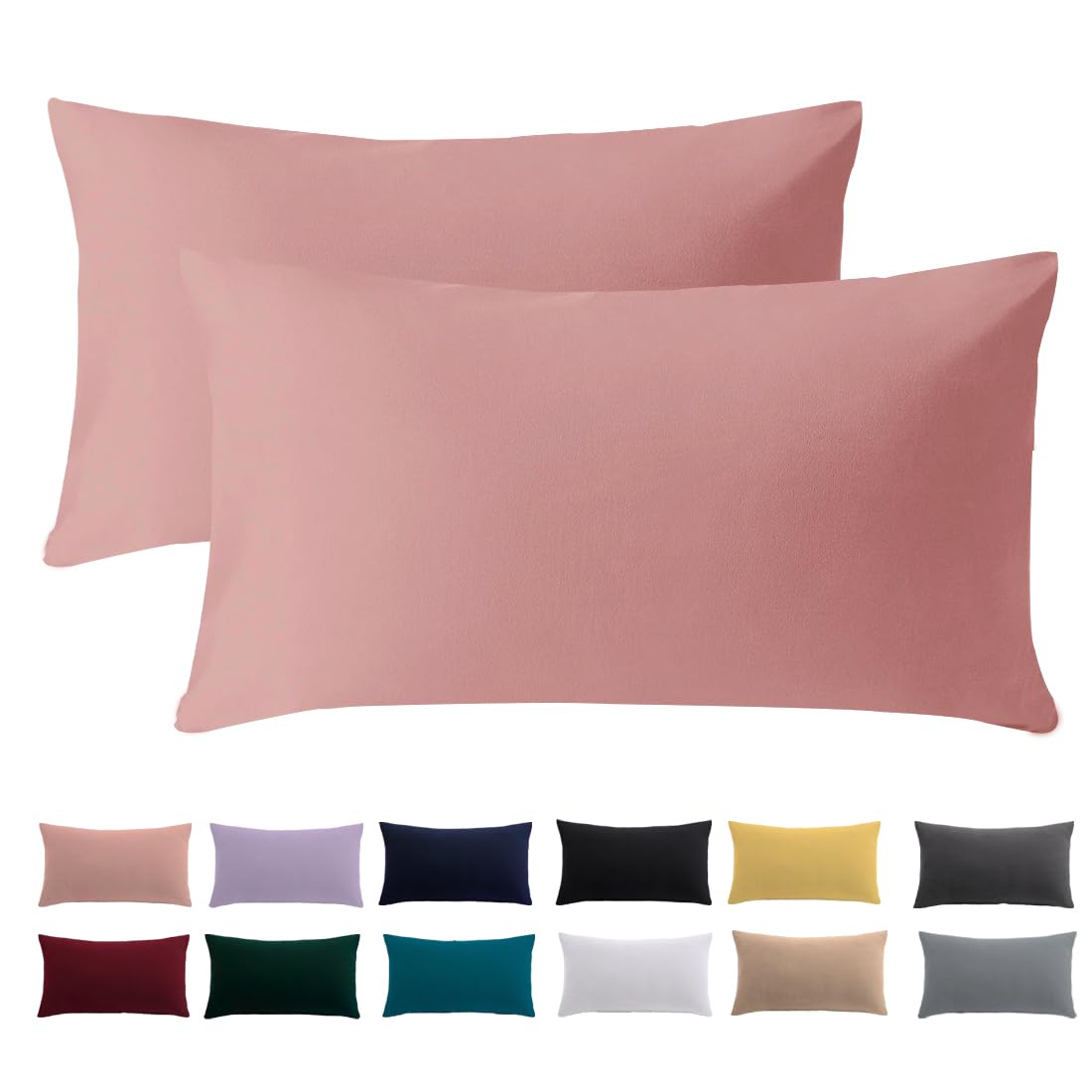 Cushion Cover 50 x 70 cm, Set of 2 - Pillowcase 50 x 70 cm, Coral Pink for Pillows, 100% Microfibre Cushion Cover, Non-Iron and Wrinkle-Free with Zip