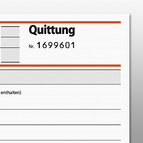 SIGEL SD121/5 Quittungsblock fortlaufend nummeriert, eindeutige 7stellige Nummer, A6 quer, 5 Stück, 2x50 Blatt, selbstdurchschreibend, aus nachhaltigem Papier