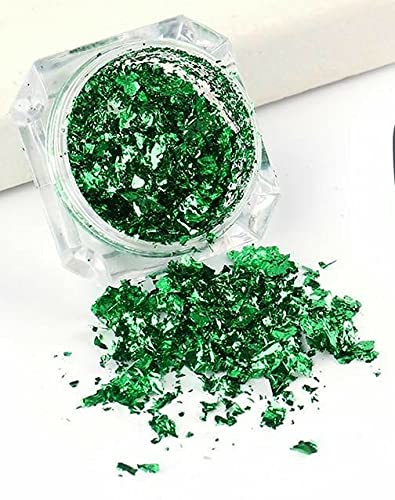 Imitation Leaf Flakes for Resin, Nail Arts, Painting, Gilding and Crafts - (Colour - Green), (Pack of 5gm)-picture-30