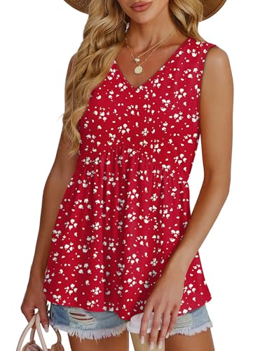 Image of OFEEFAN Womens Tank Tops 2025 Flowy Peplum Tops for Women Dressy Sleeveless V Neck Babydoll Tank Tops