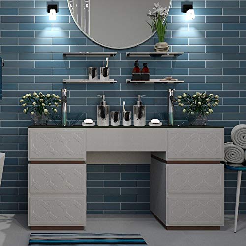 Blue Donuts Bathroom Accessories Set, Toothbrush Holder, Soap Dispenser, Silver, Ceramic, 4 Piece - Thumbnail 6