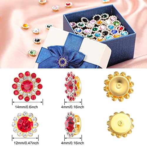 200 Pieces Flatback Rhinestones 12 Mm 14 Mm Flower Shape Claw Cup Sew On Rhinestone Buttons Crystal Glass Flower Multicolor Jeweled Buttons For Crafts Clothes Jewelry Making(0.6Inch) #TOP6