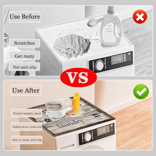 Image of Washer and Dryer Covers for the Top, Non-slip Dryer Top Protector Mat, Dust-proof Washing Machine Cover, 23.6 inch x 19.7 inch (block, 23.6 inch x 23.6 inch)