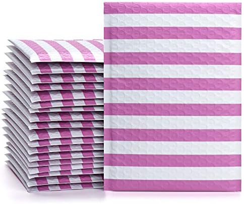 Fu Global #0 6x10 Inches Poly Bubble Mailers Padded Envelopes Pack of 25 (Pink Stripe, 6x10 inches)