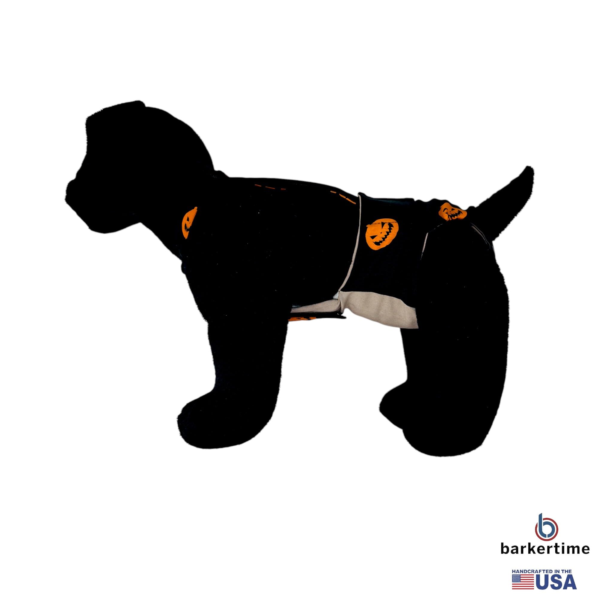 Barkertime Jack-O-Sassy Dog Diaper Overall, XS, with Tail Hole - Made in USA