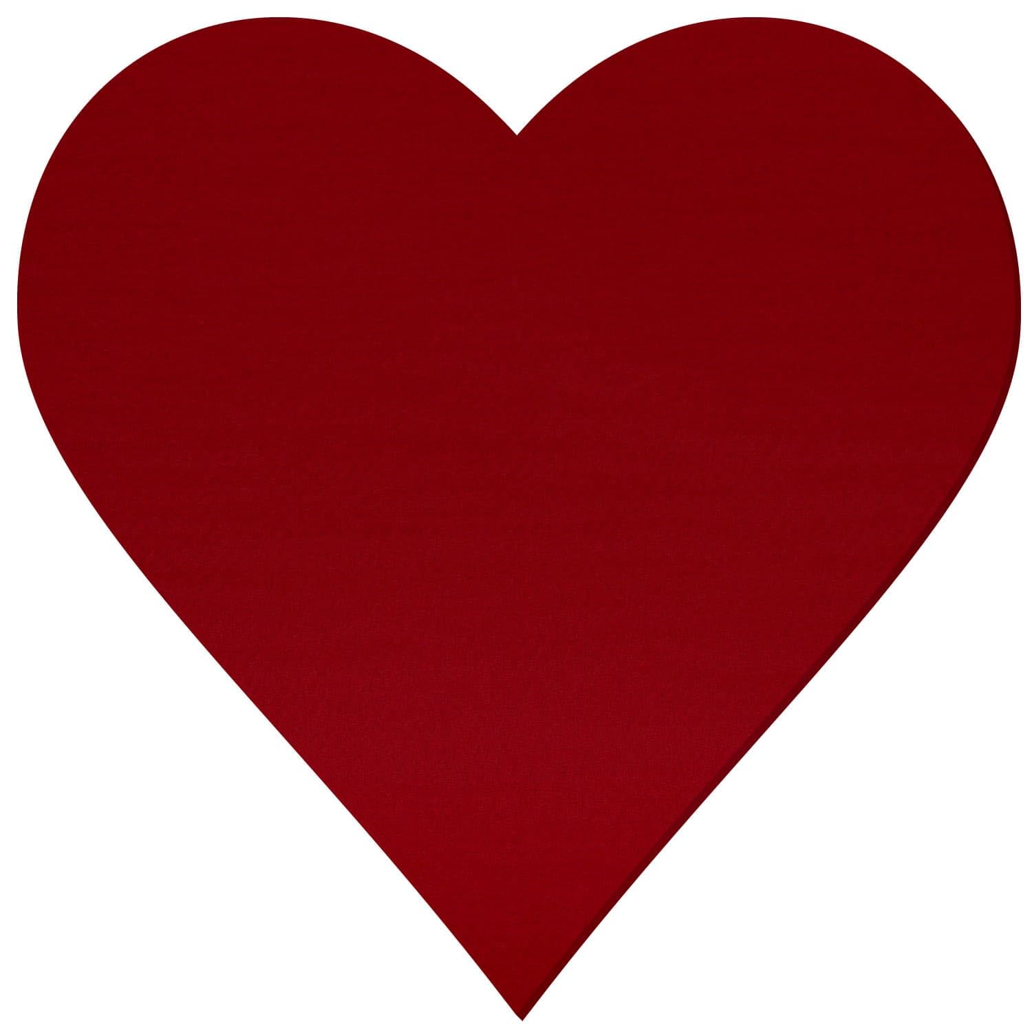 Corazón de fieltro rojo oscuro – Decoración para manualidades 3-60 cm, paquete con:10 unidades, altura x ancho: 59 x 59 cm