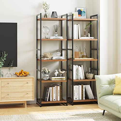 finetones-5-Tier-Corner-Shelf-Narrow-Bookshelf-with-Metal-Frame-Modern-Display-Storage-Organizer-for-Bedroom-Living-Room-Home-Office-Rustic-Brown