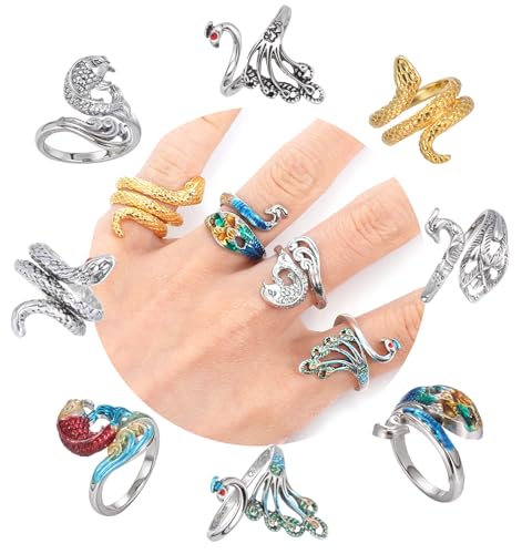 Yarn Tension Ring, Crochet Rings for Women, 8 Pcs Adjustable Metal Crochet Tension Rings for Crocheting, Easy-to-use Knitting Ring for Women's Faster Knitting (8 Animal Patterns, Multicolored)