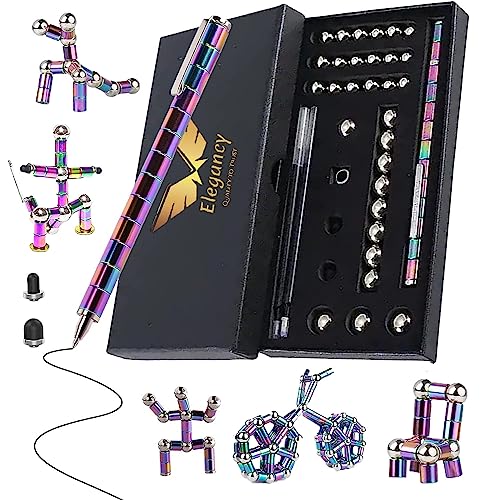 Elegancy Fidget Pen Magnetic Balls | Magnetic Pen Cool Gadgets Fidget Toy | Fidget Toys Gifts for Him Gifts for Her | Birthday Gifts for Women Men Random Stuff | Magnetic Building Blocks (Multicolor)