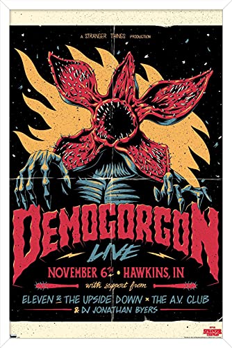 Trends International Netflix Stranger Things - Demogorgon Live Wall Poster, 22.4L x 14.7W, White Framed Version
