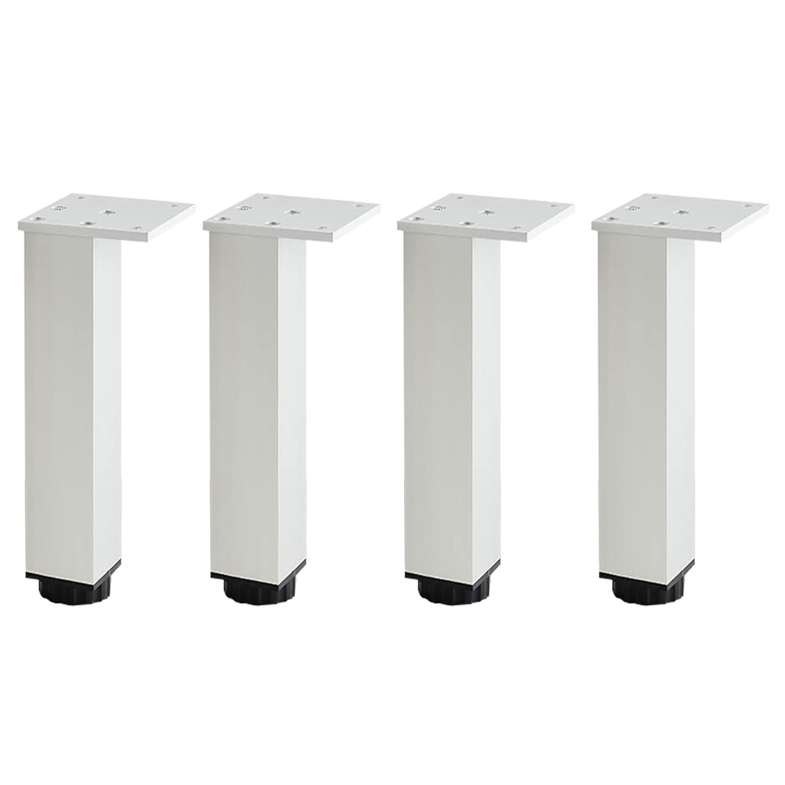 Kgudys Silver 4Pcs Square Thickened Table Legs Metal Cabinet Feet, Adjustable Furniture Legs,Aluminum Alloy,Black 10Cm,20Cm,Non-Slip Mute,Replacement Sofa,Cabinet,Table,-25Cm(9.8In)