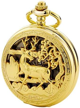 TREEWETO Montre De Poche Mécanique Vintage Sculptée Pegasus Pour Homme Femme Bronze