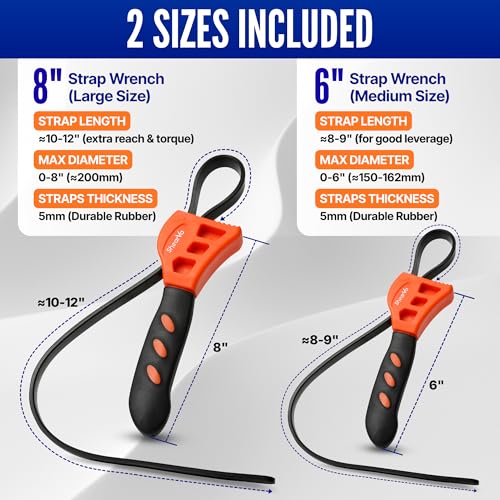 Shearva 2-Pack Steel-Core Strap Wrench