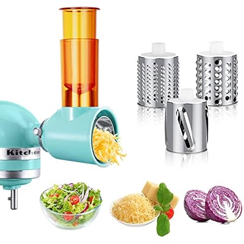 Slicer Shredder Attachment for Kitchen Aid Stand Mixer, Food Slicer for Kitchen Aid Mixer, Vegetable Slicer Attachment for Kitchenaid, Salad Maker with 3 Blades by Gvode(Light Green) Cover
