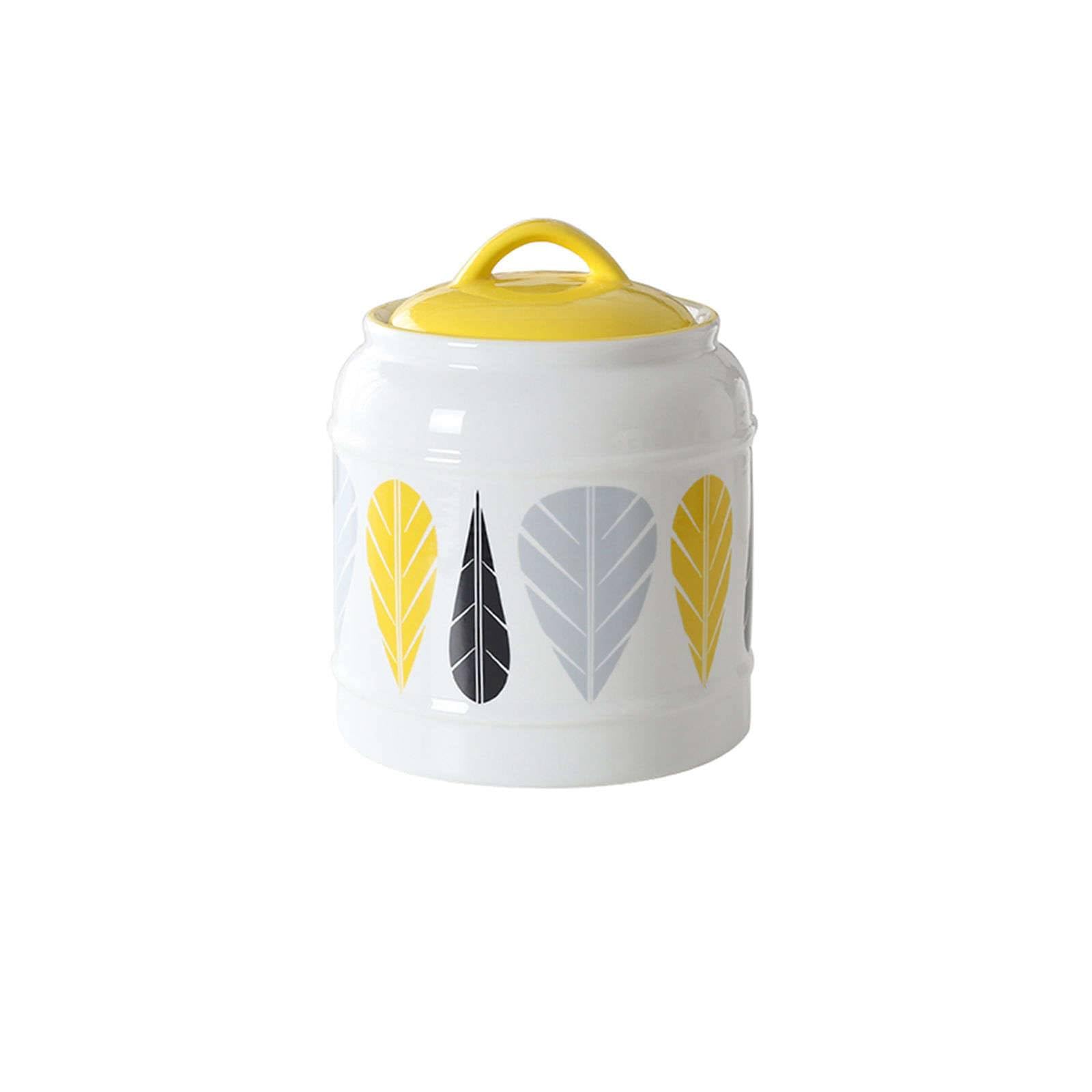 TYMYYS/ Cookie Jars For Kitchen Counter, Flour And Sugar Containers Ceramic, Kitchen Canisters For Countertop, Ceramic Airtight Jar-yellow-750ml/26.5oz