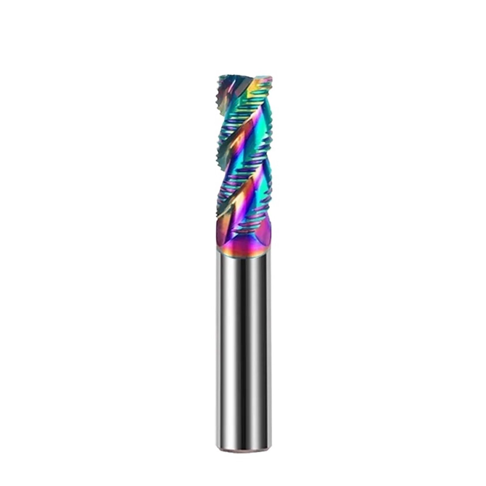 Fresa en bruto de 3 flautas con revestimiento colorido HRC60, carburo acero tungsteno for mecanizado CNC aluminio, 1 Uds(10x45x10Dx100L)