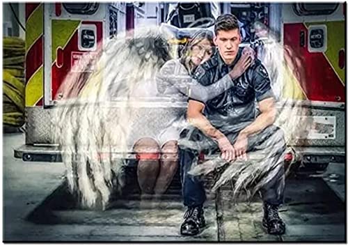 Hyanun 5D Diamant Peinture Kit Forage Complet Fantaisie Ange Pompier 30x40cm Bricolage 5D Broderie Diamant,Peinture Diamant par Numéro, Peinture Diamant Mosaique Maison décoration Murale