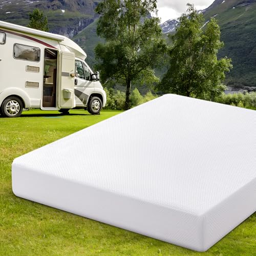 Vipbear RV Mattress Short Queen, 10-inch Memory Foam Camper Mattress in a Box, New Versio, Fiberglass Free, 75"*60"*10"