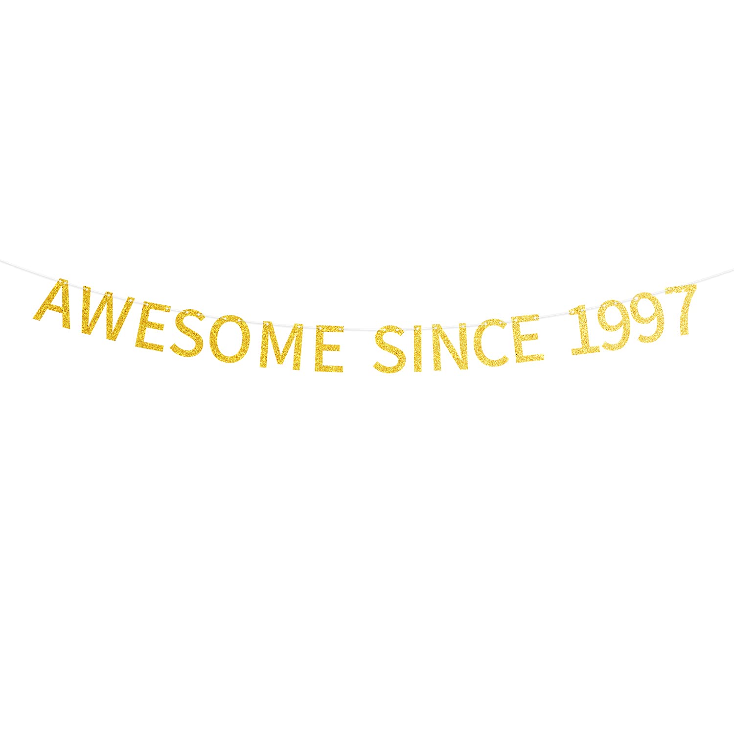 Awesome Since 1997 Banner Pre-strung Happy 28th Birthday Banner Gold Glittery 28 Twenty Eight Years Old Birthday Party Decorations for Men Women
