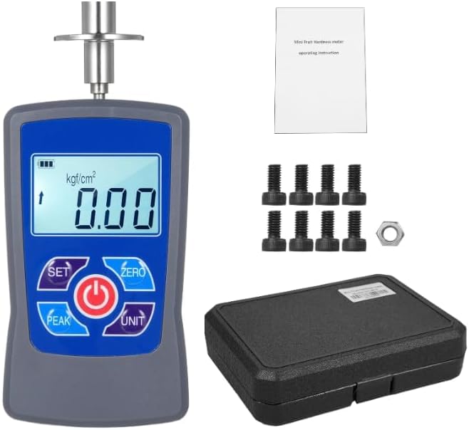 Digital Fruit Penetrometer Hardness Tester Firmness Tester Durometer Sclerometer Hardness Tester with with Two Measuring Head for Vegetables Fruits