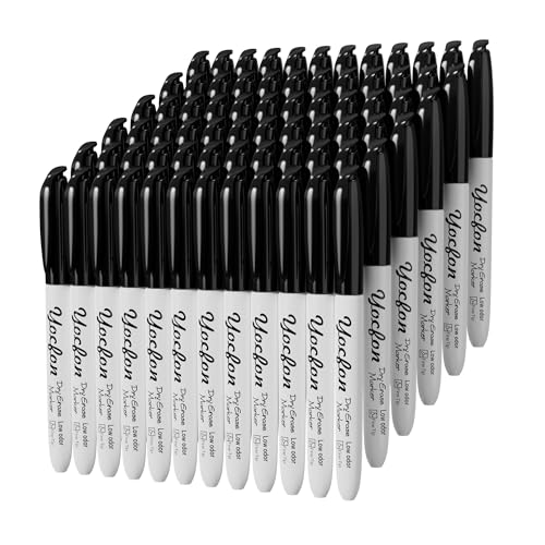 Yocfon Dry Erase Markers 72 Pack, Black Whiteboard Markers With Fine Tip, Low Odor Dry Erase Markers for School Office Home
