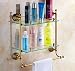 Produktbild Amgend Badezimmerzubehör Antik Messing Kollektion, Glasregal Mit Handtuchhalter, Europäischen Luxus London Stil Für Home Organizer